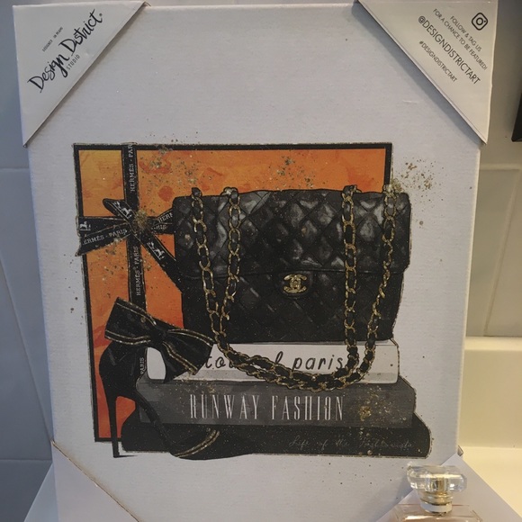 🖤Wall Art 🖤 print featuring Black Chanel Purse on top of Runway Fashion Books. - Picture 3 of 6